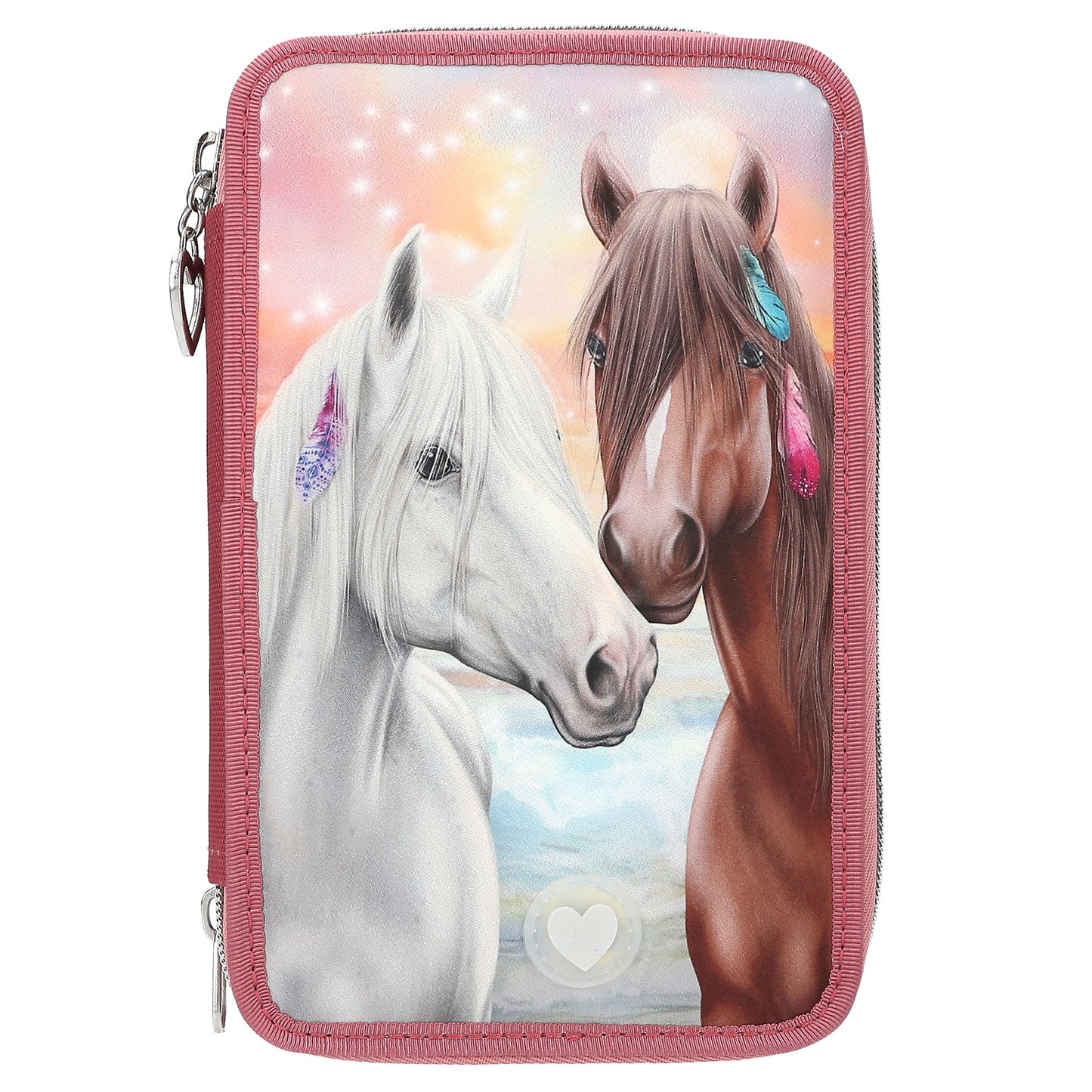 Depesche Miss Melody 3 Fach Federtasche mit LED Pferde