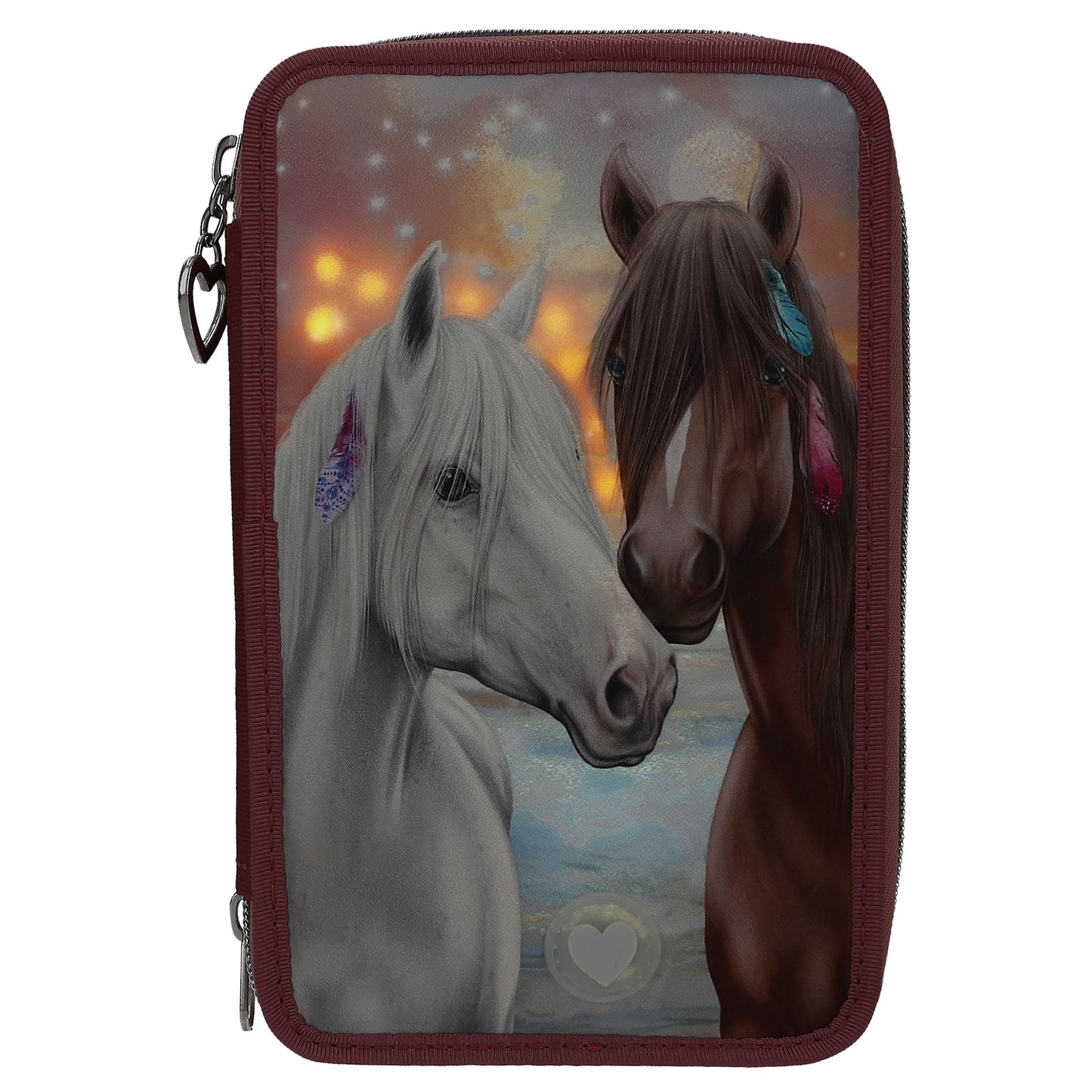 Depesche Miss Melody 3 Fach Federtasche mit LED Pferde