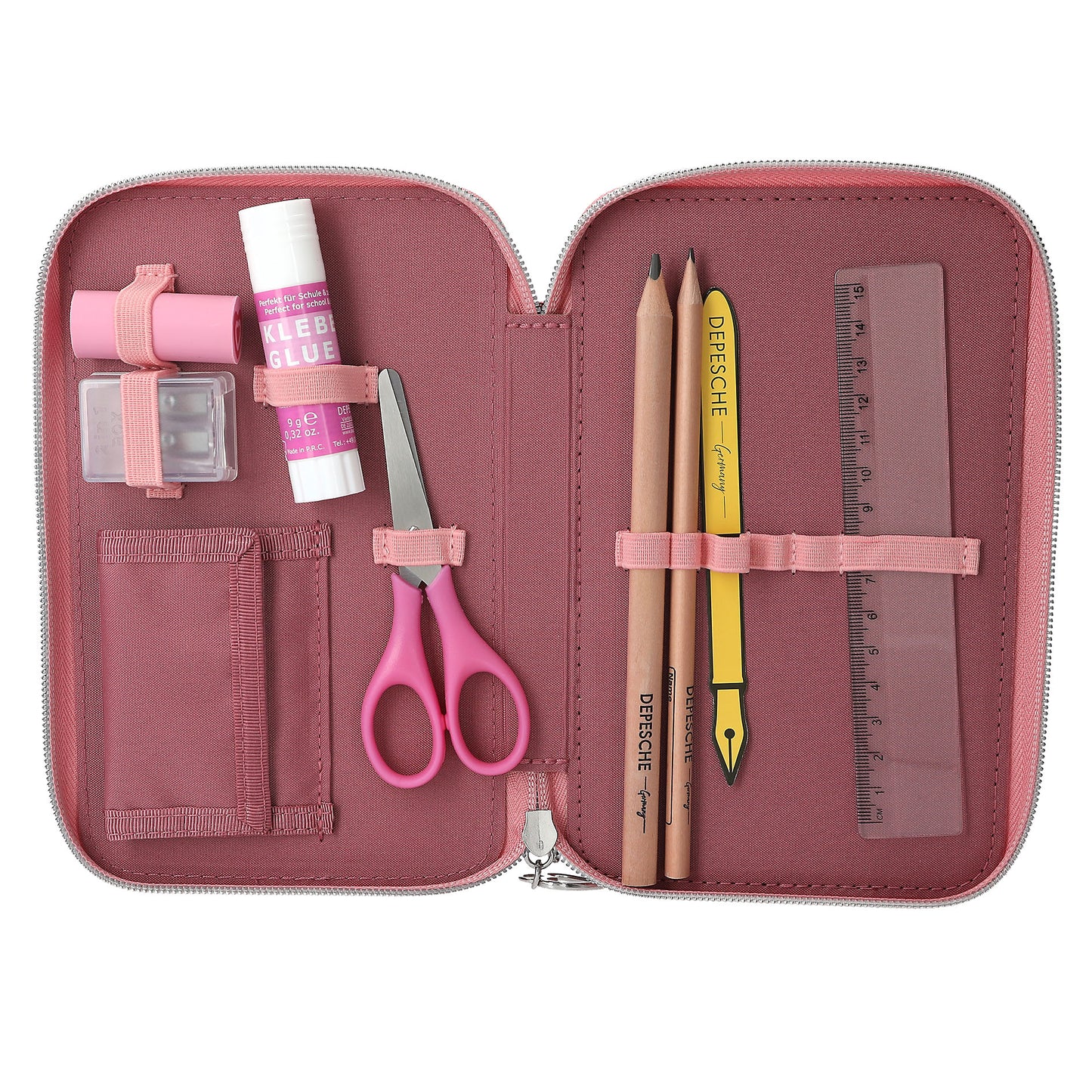 Depesche Miss Melody 3 Fach Federtasche mit LED Pferde