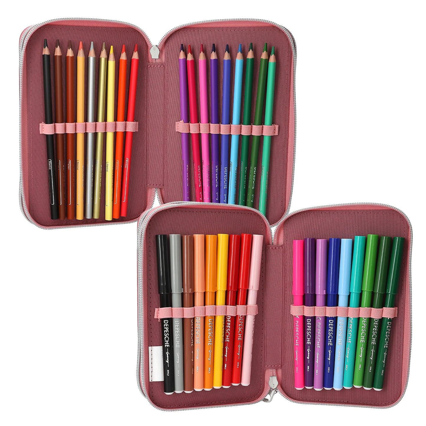 Depesche Miss Melody 3 Fach Federtasche mit LED Pferde