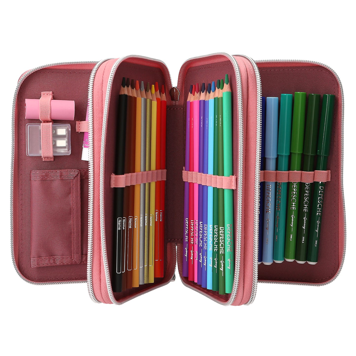 Depesche Miss Melody 3 Fach Federtasche mit LED Pferde